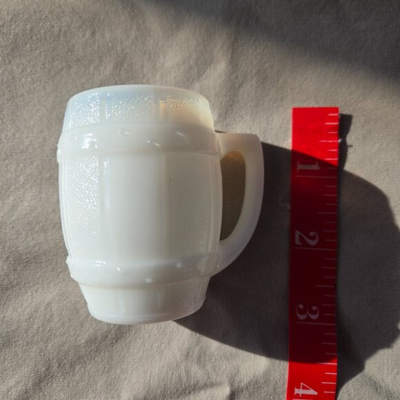 Vintage White Opalescent Milk Glass Whiskey Barrel Toothpick Holder - Picture 3 of 5